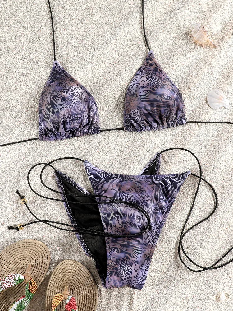 ZRTAK Sexy Bikinis Triangle Micro Swimwear Women Bathing Suit Pleated Blue Swimsuit Females Bikini Sets Thong Biquinis