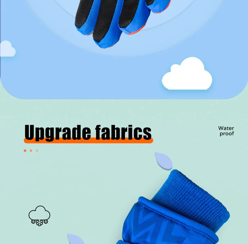 Thicken Baby Winter Gloves Coral Fleece Waterproof Child Ski Gloves Snowboard Outdoor Sports Kids Snow Mittens for Girls Boys