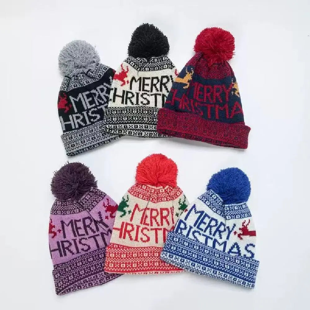 New Winter Warm Snowflake Pompom Knitted Wool Hats Fashion for Women Men Lover Couple Chirstmas Beanies Valentine's Day Gift Cap
