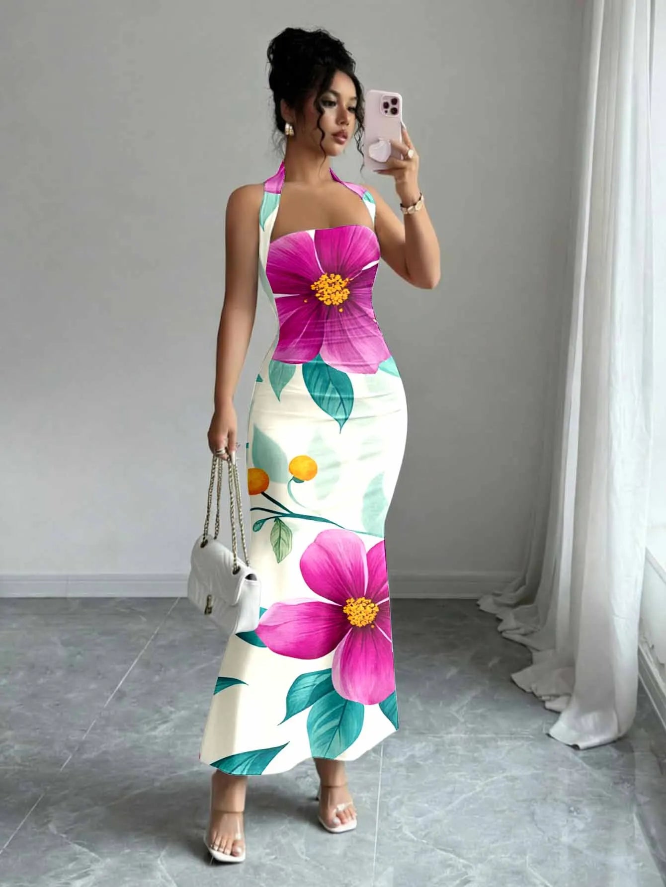 Women’s Sleeveless Halter Maxi Dress