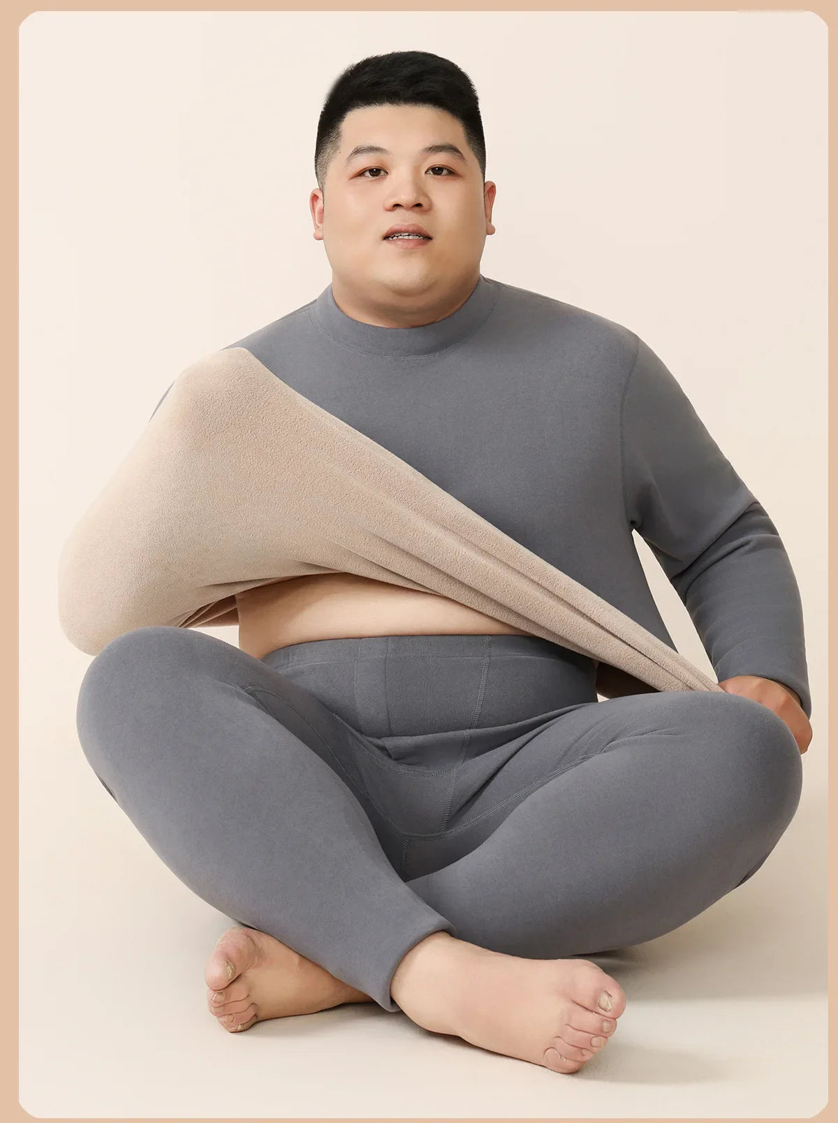 Men's Plus Size Fleece-Lined Thermal Underwear Set