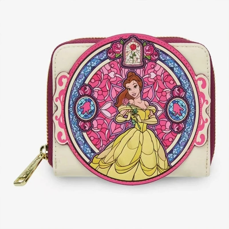 Loungefly Disney Princess Colored Glass Collection Mini Backpack & Wallet – Snow White & Princess Belle Fashion Accessories