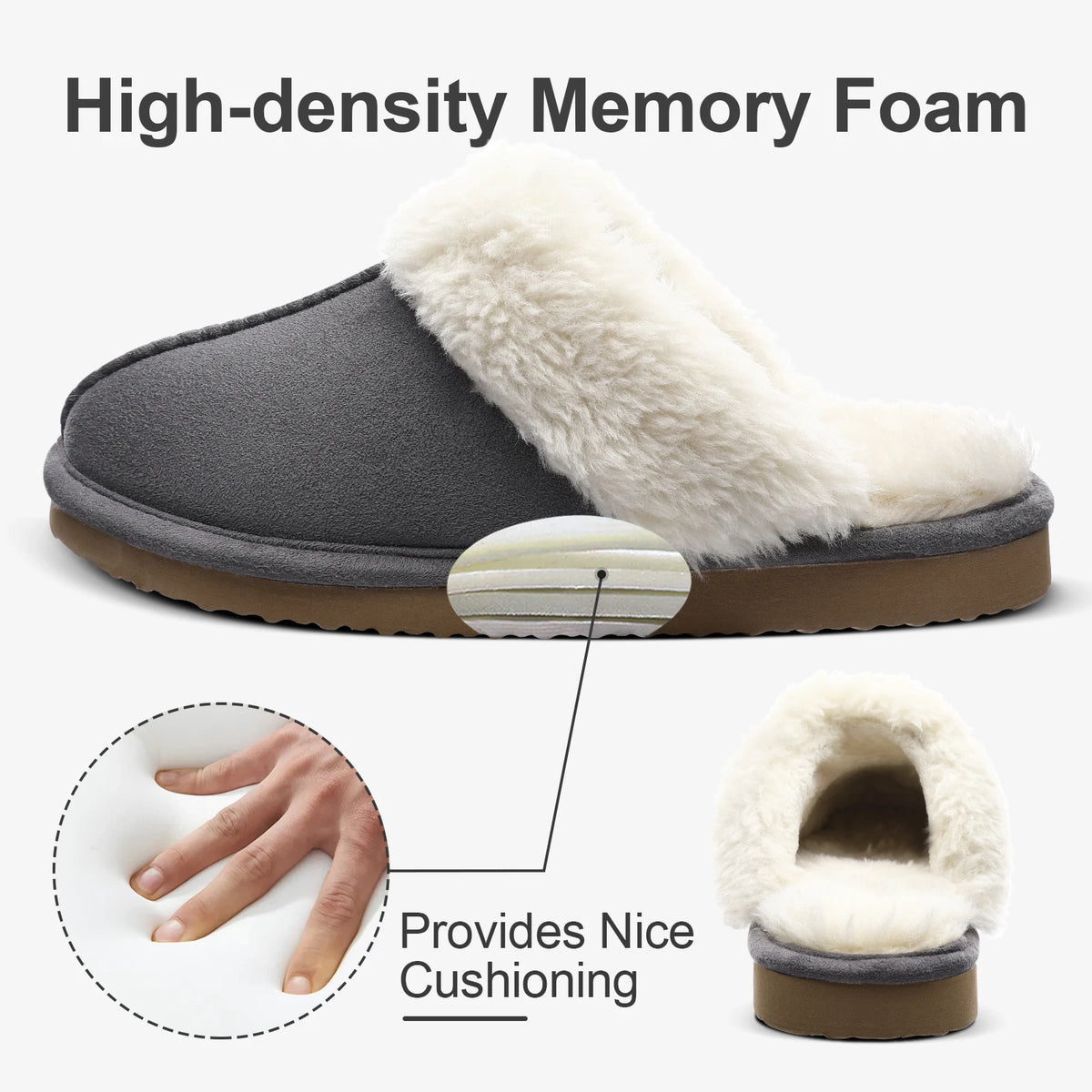 Kidmi Warm Fluffy Women Slippers Classic Brand Fuzzy House Slippers Indoor Soft Memory Foam Slippers Outdoor Antiskid Slippers