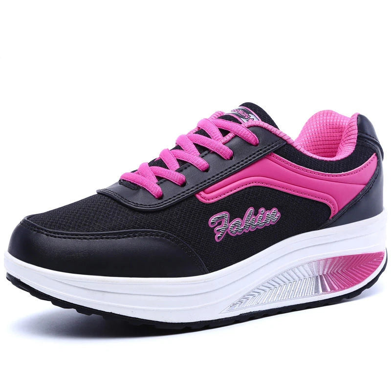 Women’s Fashion Platform Sneakers – Comfortable Casual Walking Shoes with Lightweight Flat Sole & Plus Size Fit