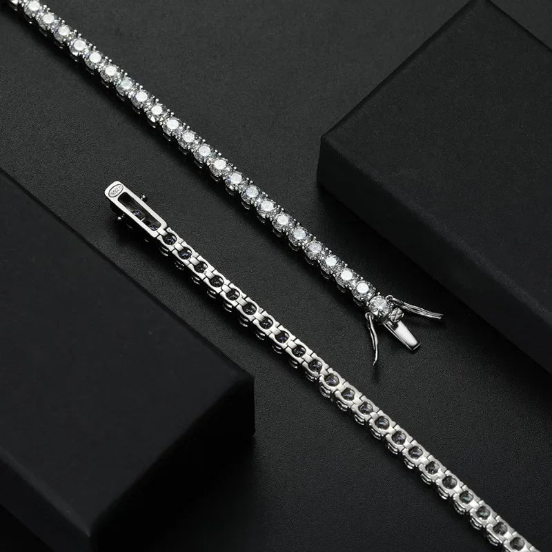 Factory Price D VVS1 Moissanite Tennis Bracelet – 925 Sterling Silver Single Row Classic Bracelet for Women & Men with GRA Certificate