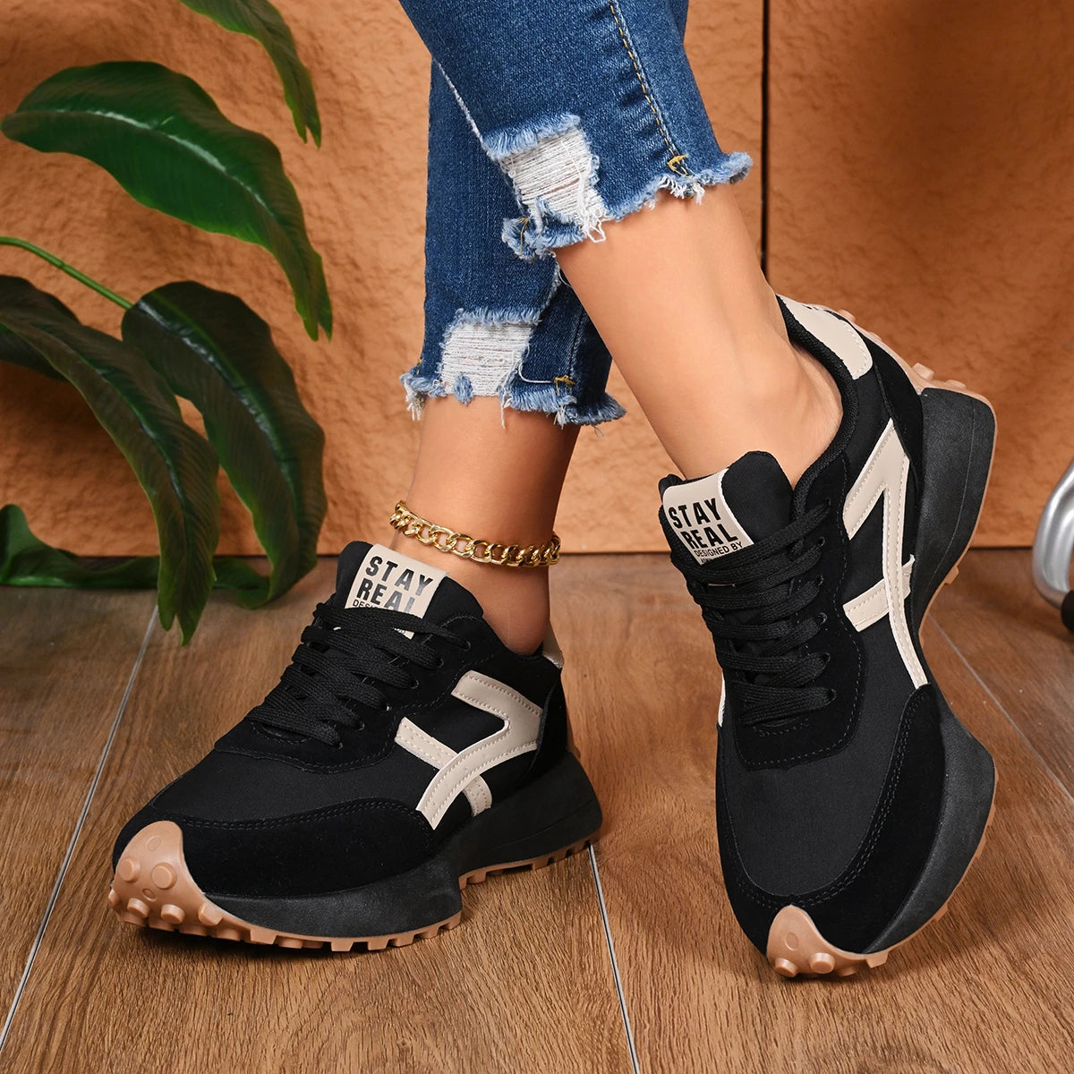 2026 New Women  Sneakers Spring Casual Lace Up Sport Sneakers Luxury Platform Anti-slip Running Shoes Women Zapatos De Mujer