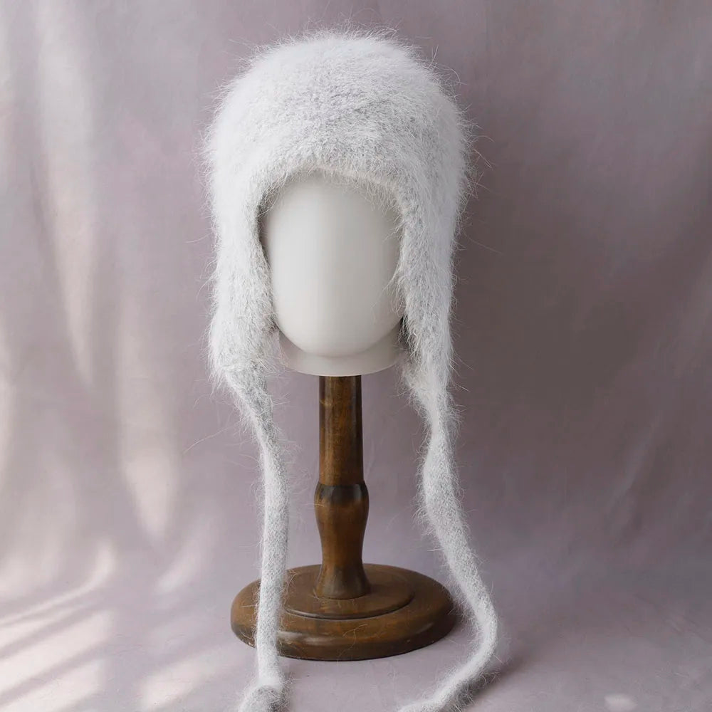 2025 NEW Winter Hat Real Rabbit Fur Winter Hats For Women Fashion Warm Hats Upgrade thickened extended Pullover scarf hat