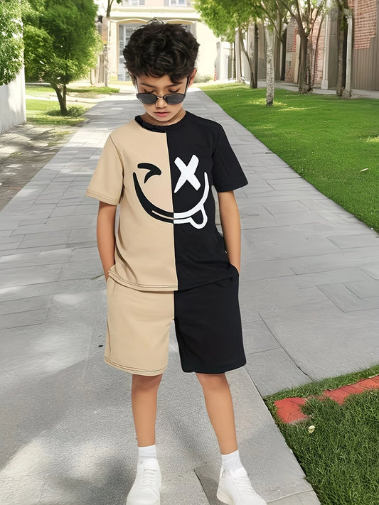 Boys’ Smile Face 2-Piece Summer Outfit