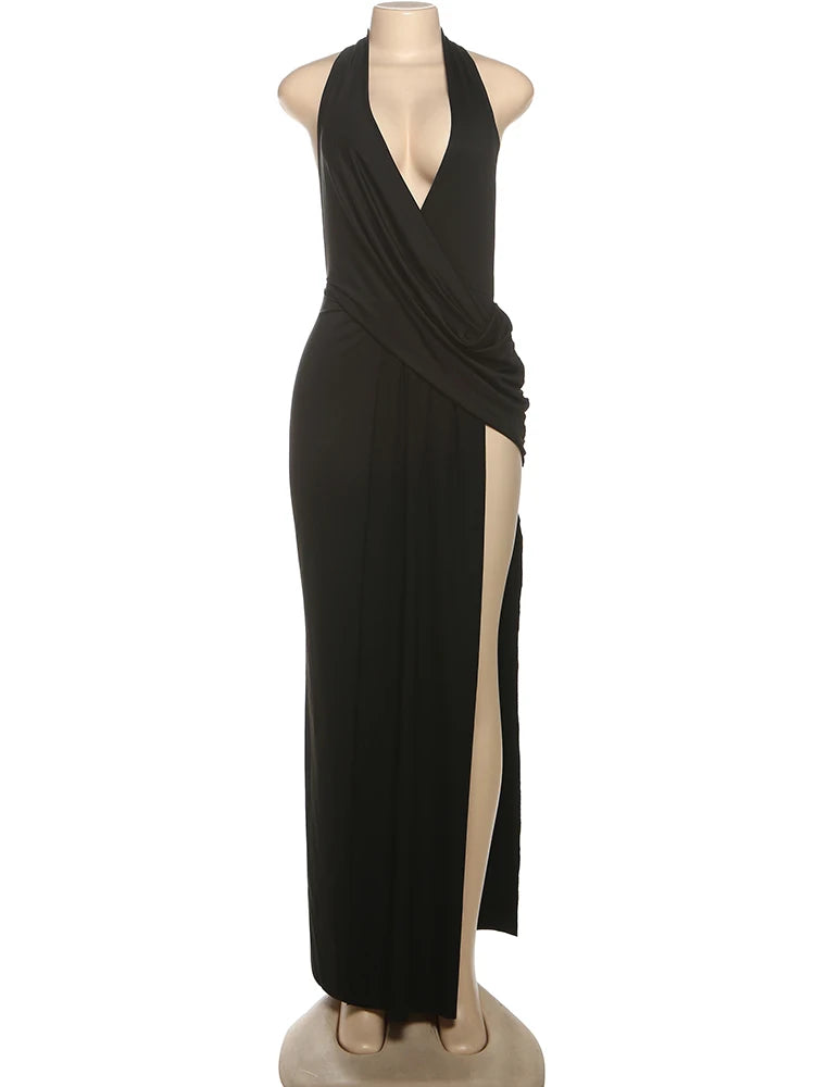 Halter Split Maxi Dress