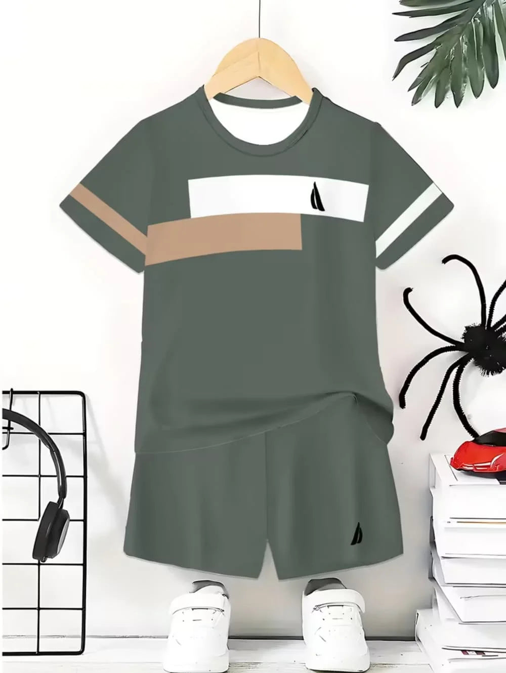 Boys 2-Piece Colorblock Quick-Dry T-Shirt and Shorts Set