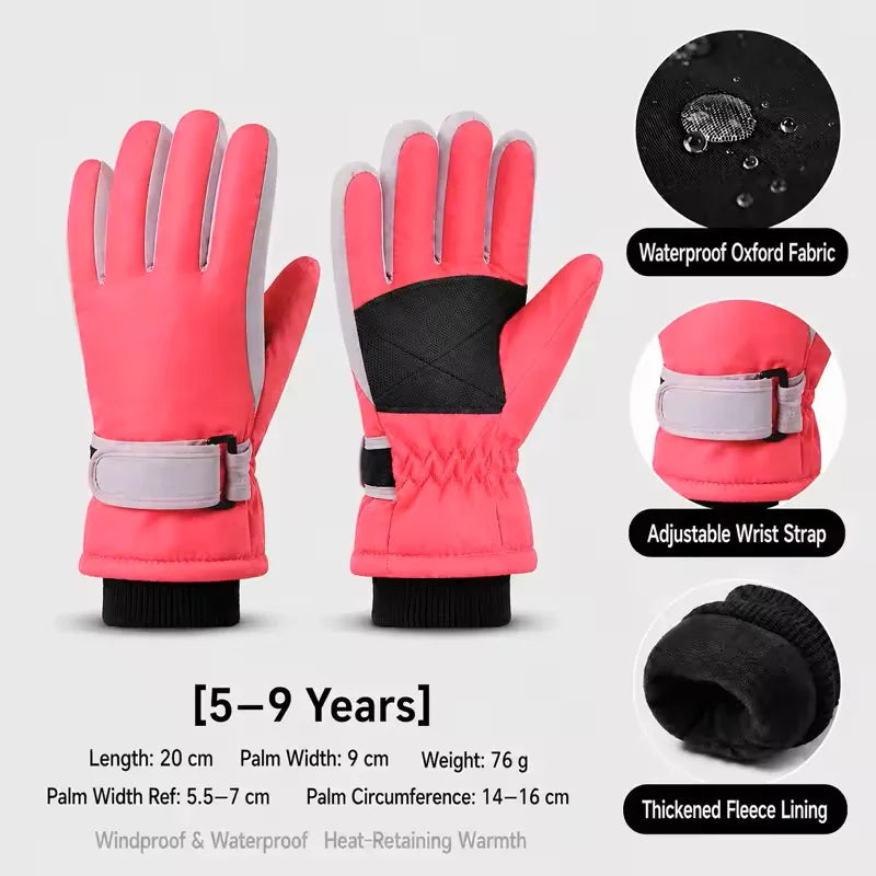 New Children Ski Gloves Keep Finger Warm Waterproof Thicken Mittens Winter Snowboard Snow Kids Gloves for Boys Girl Accessories