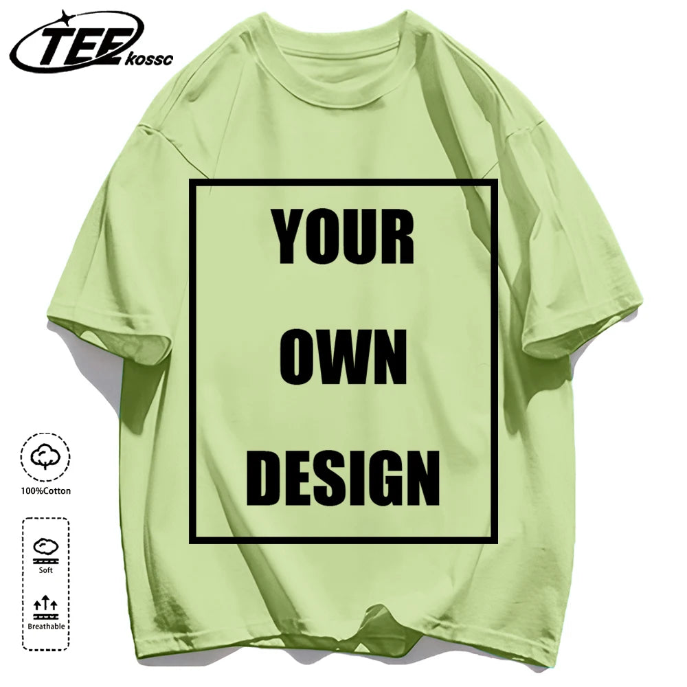 Customized LOGO Picture Men's Cotton T-Shirt Summer Colour Loose Short Sleeves Comfortable Fashion T Shirts Unisex O-Neck DIY Te