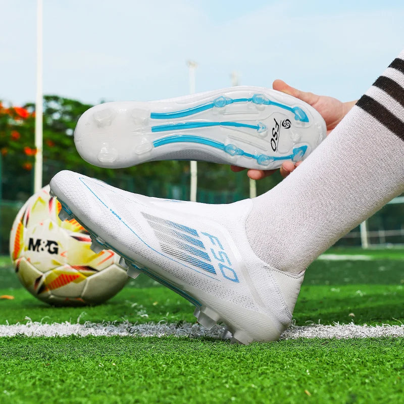 Men's Football Boots Without-lace Youth FG/TF Field Training Studded Fast Soccer Cleats Professional Non Slip Football Shoes
