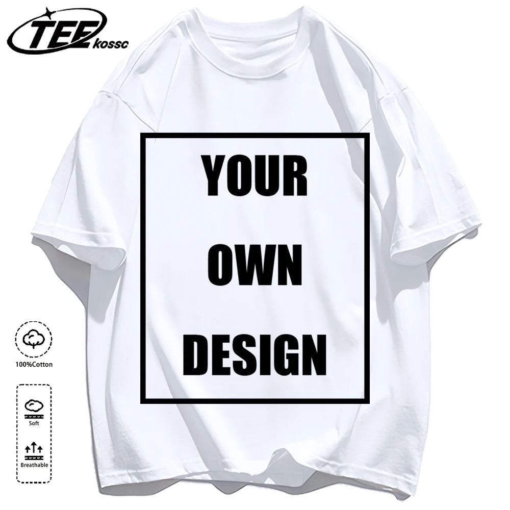 Customized LOGO Picture Men's Cotton T-Shirt Summer Colour Loose Short Sleeves Comfortable Fashion T Shirts Unisex O-Neck DIY Te
