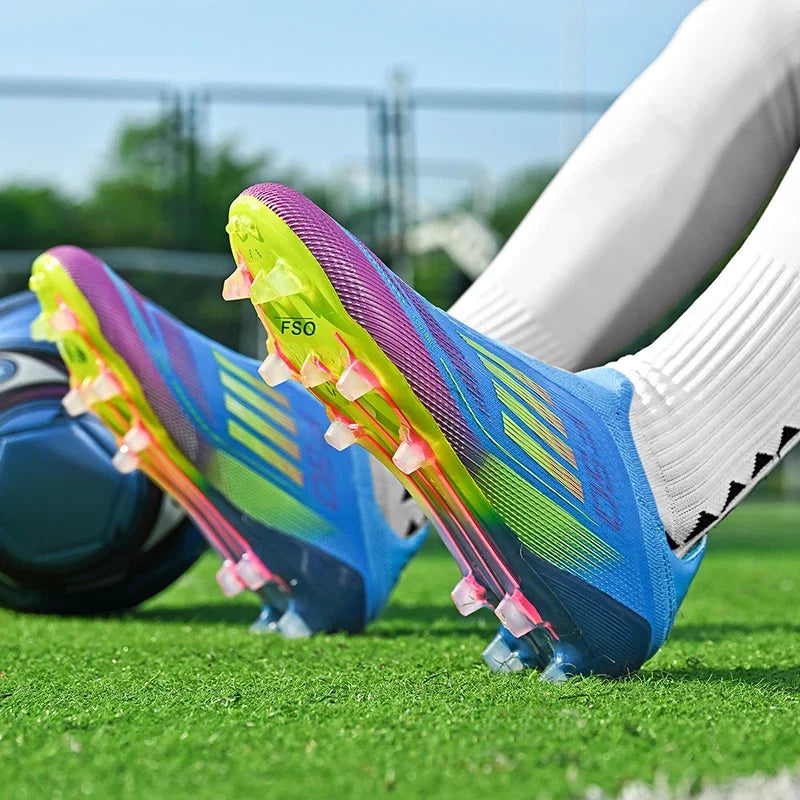 Men's Football Boots Without-lace Youth FG/TF Field Training Studded Fast Soccer Cleats Professional Non Slip Football Shoes