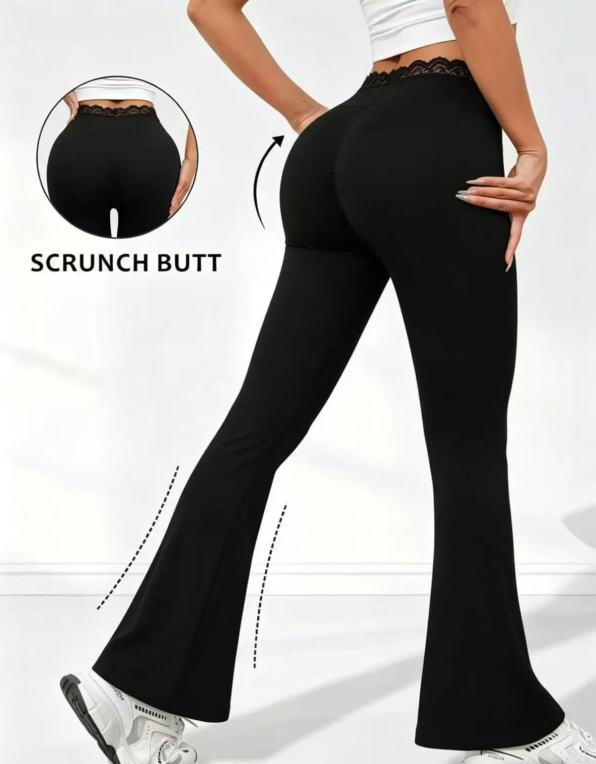 Women’s High-Waist Lace Flare Leggings