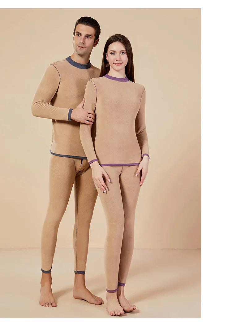 Men's Mock Neck Fleece Thermal Underwear Set