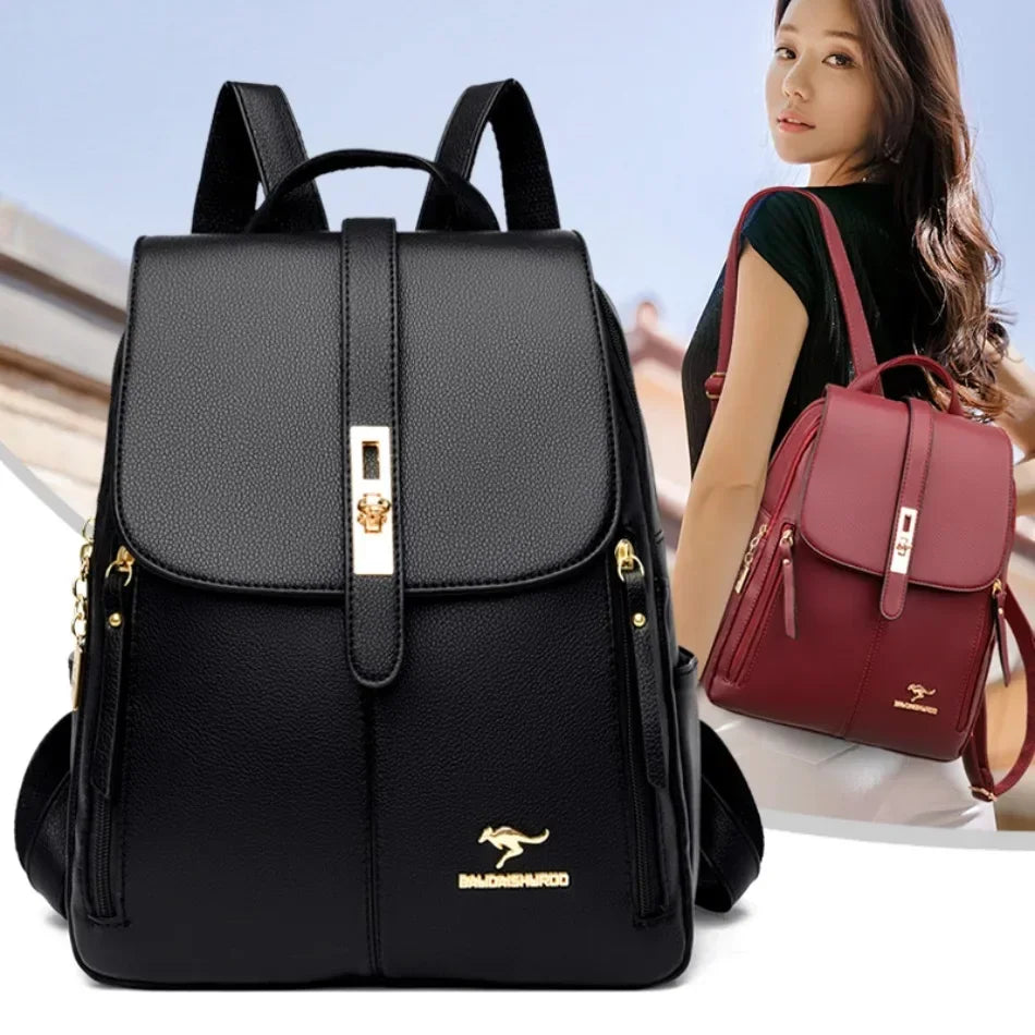 Women’s Casual Waterproof Synthetic Leather Backpack
