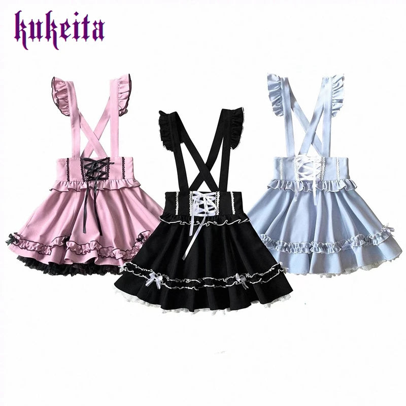 Women’s Gothic Lolita Lace-Up Mini Skirt