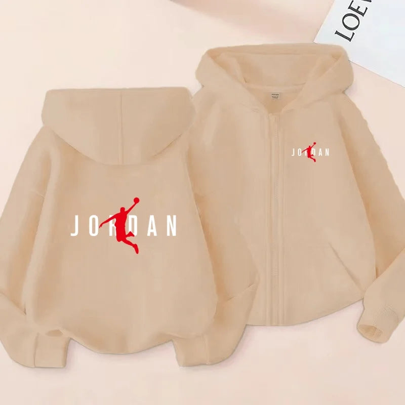 Kids Basketball Star Print Zipper Hoodie Sweatshirt for Boys and Girls 3-12 Years