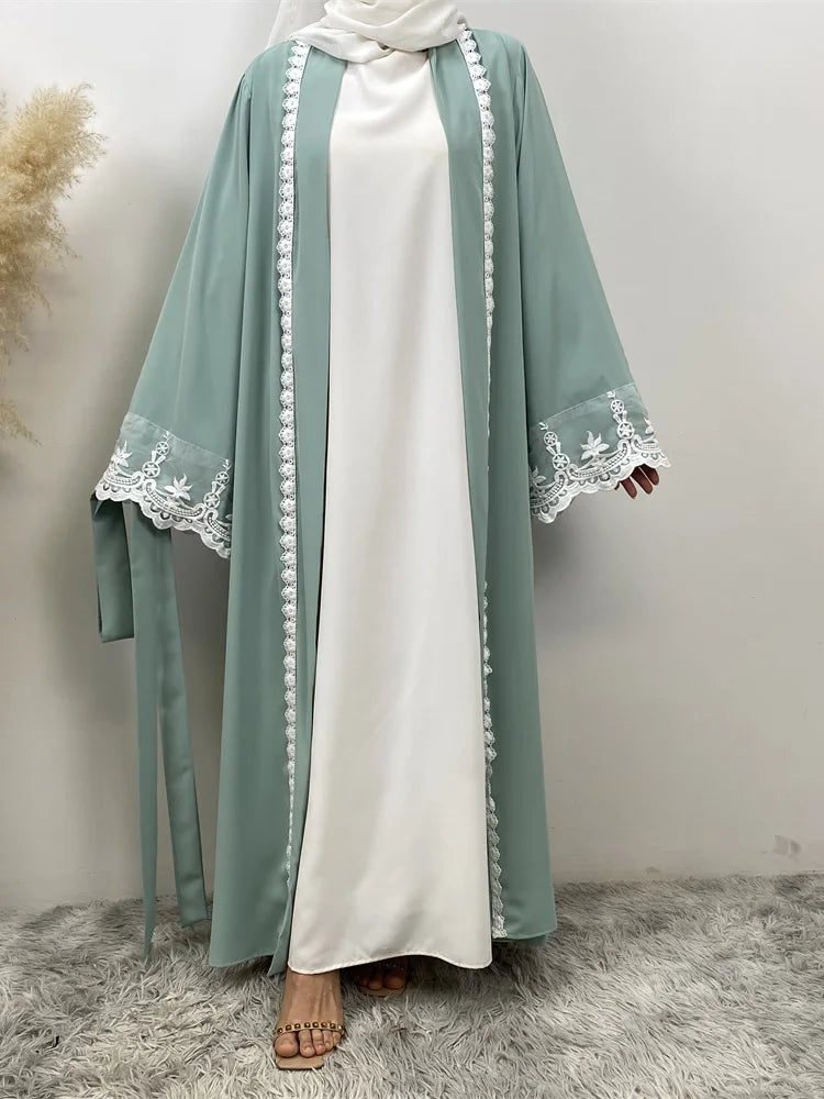 Women’s Lace Trim Nida Abaya with Pockets