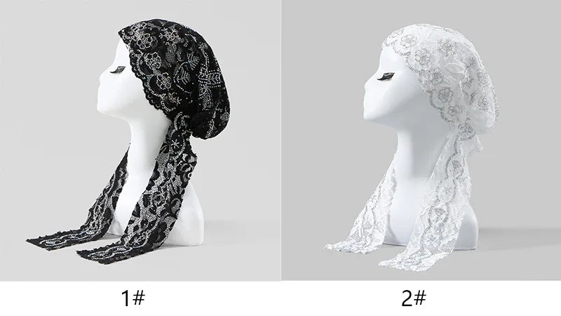 Women’s Luxury Pearl Embroidered Mesh Hijab Cap