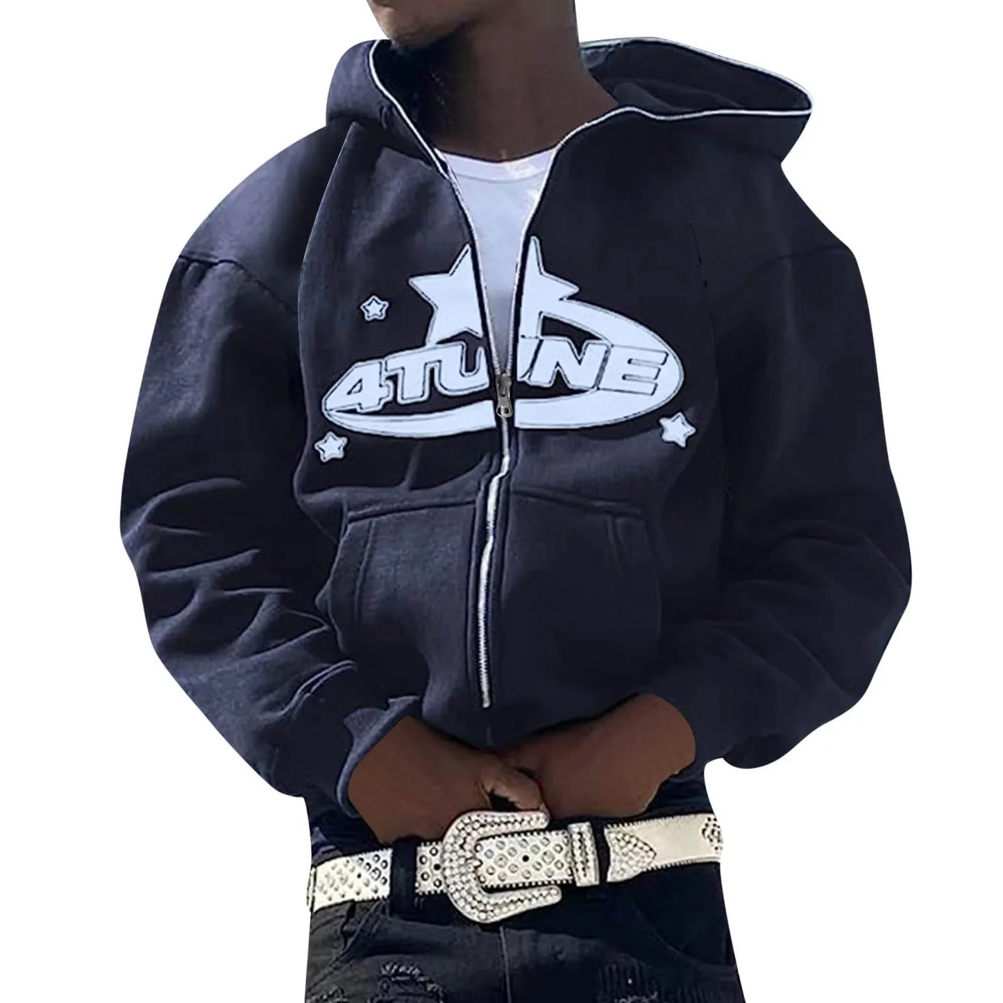 Men’s Hip Hop Printed Zip Hoodie
