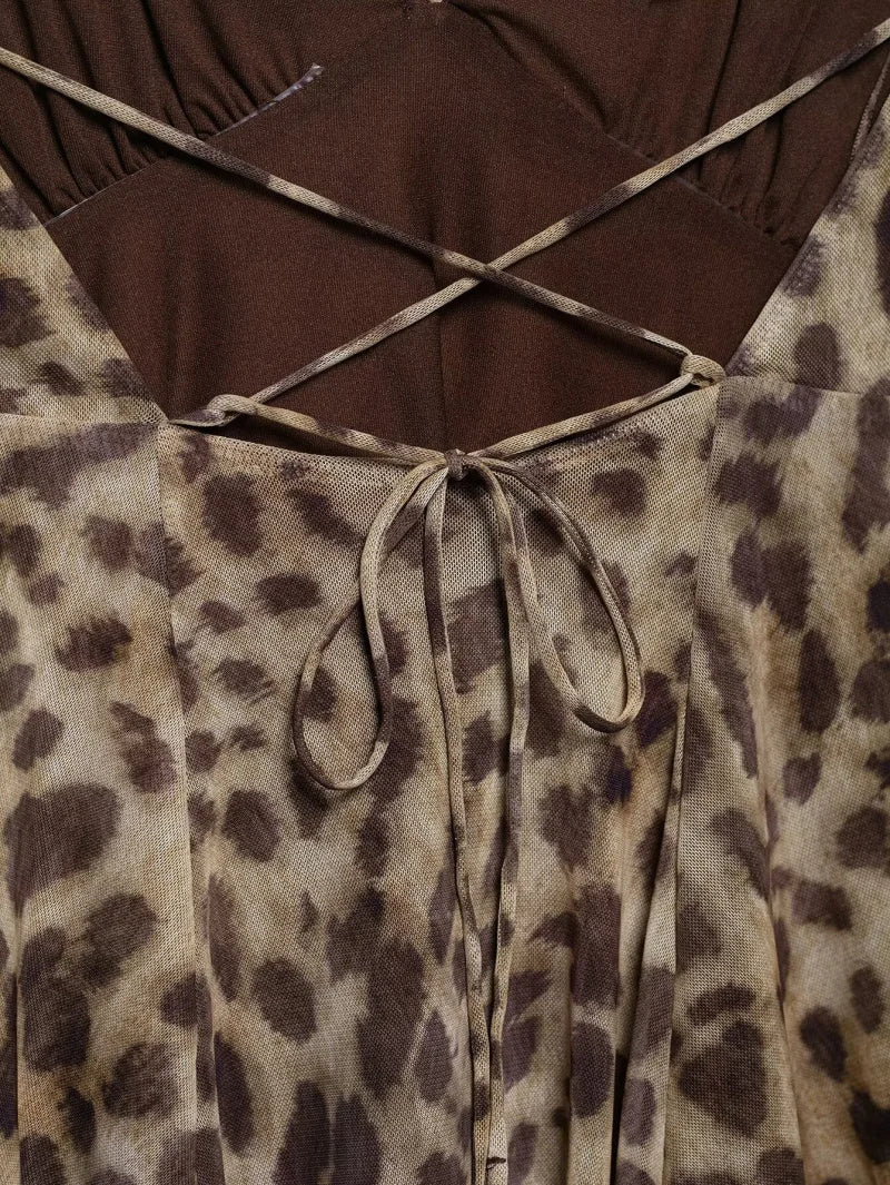 Women’s Printed V-Neck Halter Mini Dress