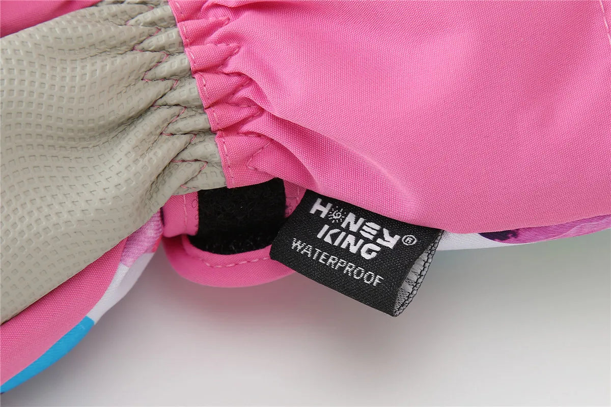 HONEYKING Kids Winter Ski Gloves Waterproof Warm Padded Mitten For Girls Boys Outdoor Skiing Cycling Windproof Snowboard Gloves