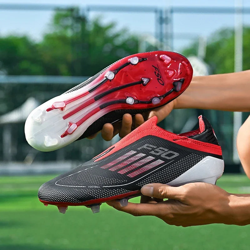 Men's Football Boots Without-lace Youth FG/TF Field Training Studded Fast Soccer Cleats Professional Non Slip Football Shoes