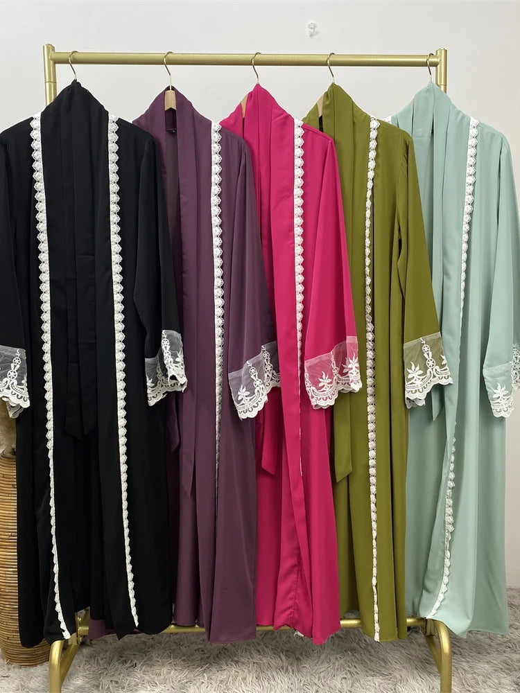 Women’s Lace Trim Nida Abaya with Pockets