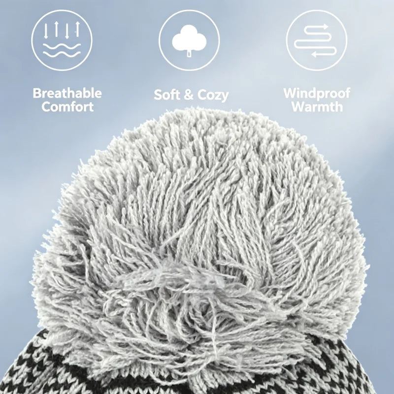 New Winter Warm Snowflake Pompom Knitted Wool Hats Fashion for Women Men Lover Couple Chirstmas Beanies Valentine's Day Gift Cap