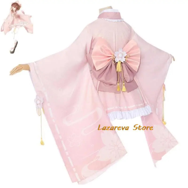 Anime Uraraka Ochaco Boku No Cosplay Costume Wig Kimono Lovely Pink Lolita Dress Hallowen Carnival Party Suit