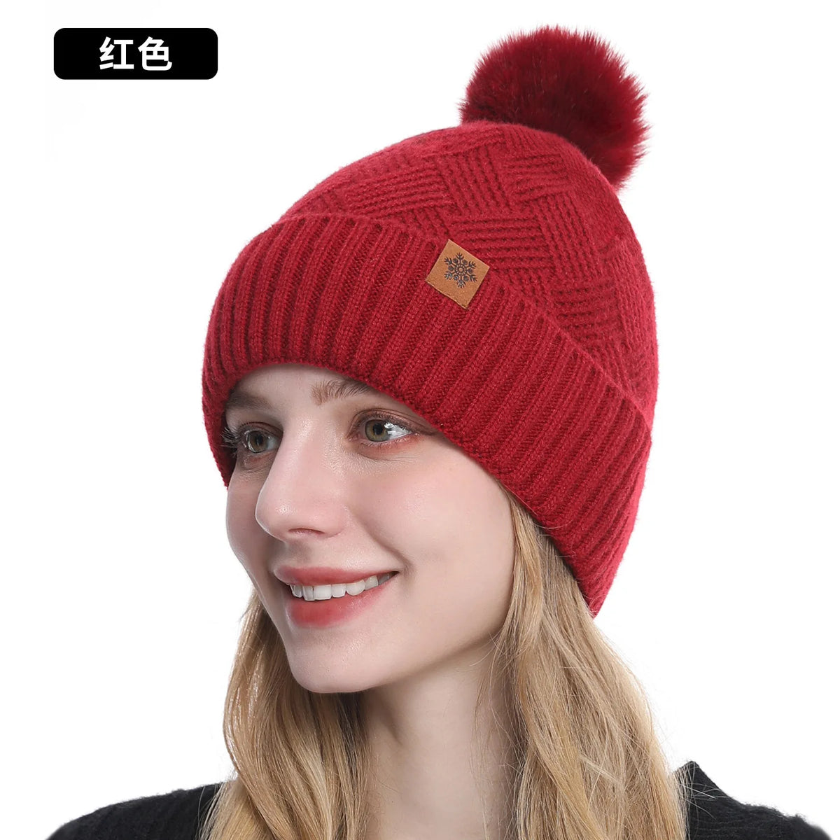 Men's / Women's Outdoor Warm Fleece-lined Knitted Hats Winter Cold-proof Double-layer Stocking Cap One/three-piece Set Skullies