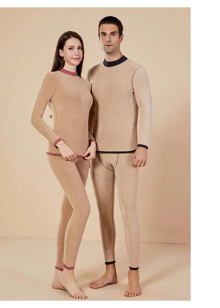 Men's Mock Neck Fleece Thermal Underwear Set