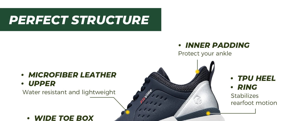 FitVille Men'S Golf Shoes Extra Wide Waterproof, Professional No-Slip Spiked Golf Shoes With Arch Support For Wide Feet