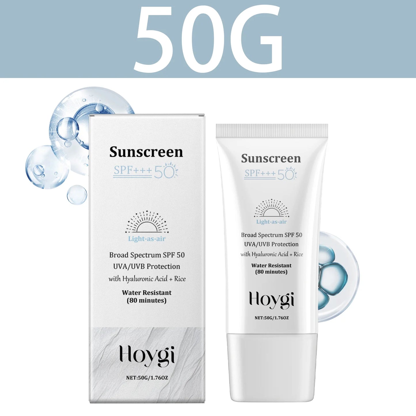 HOYGI SPF50 Facial Sunscreen – Hyaluronic Acid Moisturizing Face Cream, Skin-Brightening Sunblock & Daily Korean Skincare