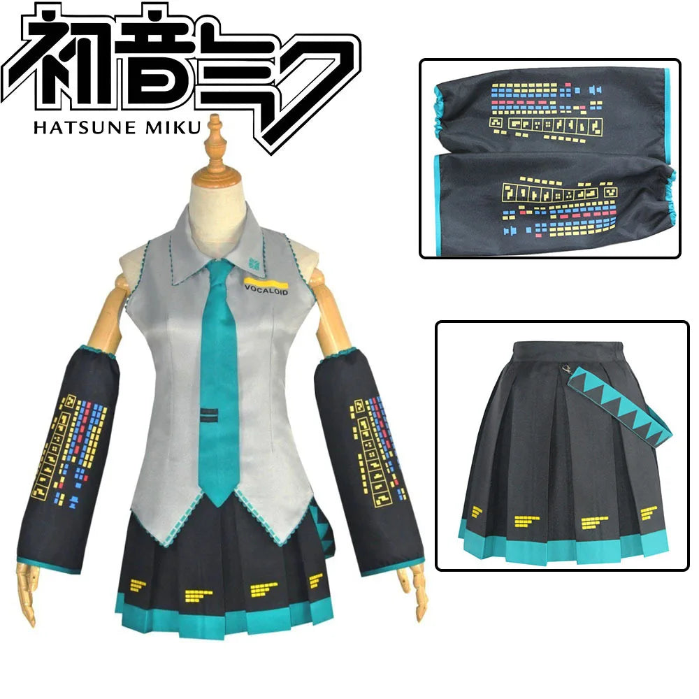 Anime Character Performance Clothes  MIKU Anime Clothes Cosplay Clothes JK Skirt Same Suit Wig Accessories Halloween