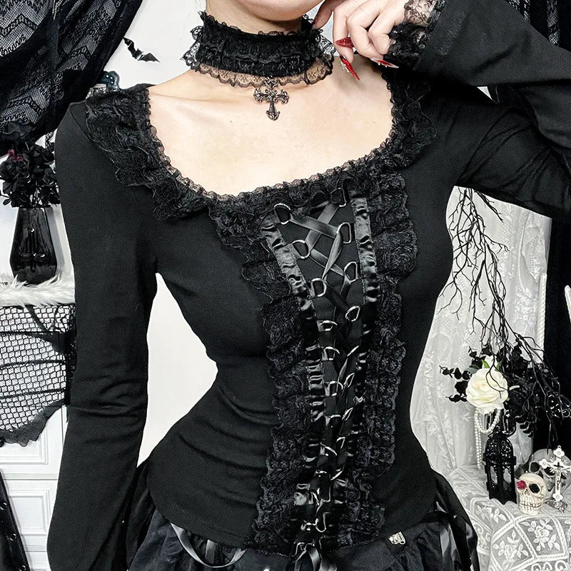 Women’s Gothic Lace Long Sleeve Top