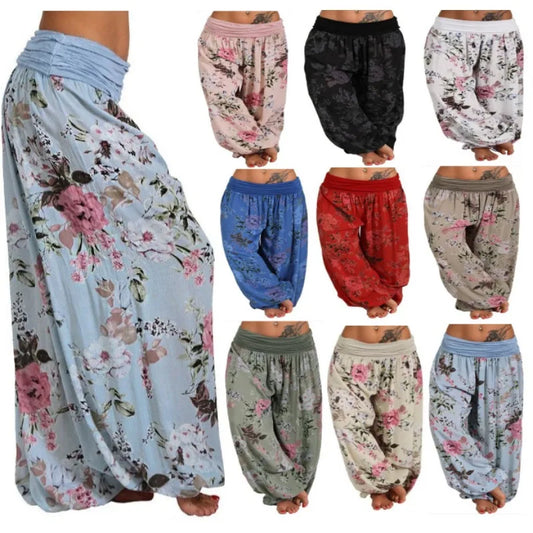 Plus Size Printed Wide-Leg Harem Pants