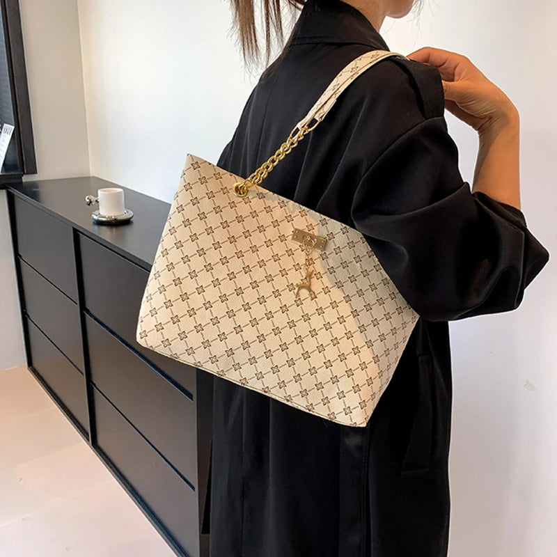 Women’s Fashion Plaid PU Shoulder Tote Bag