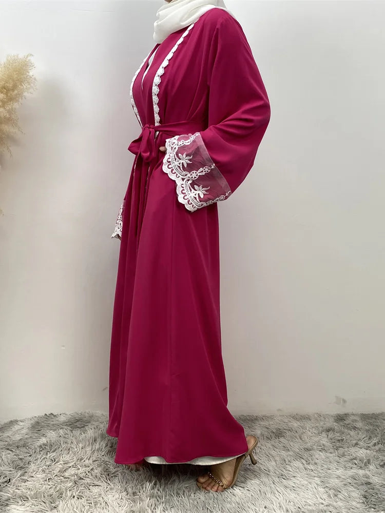 Women’s Lace Trim Nida Abaya with Pockets