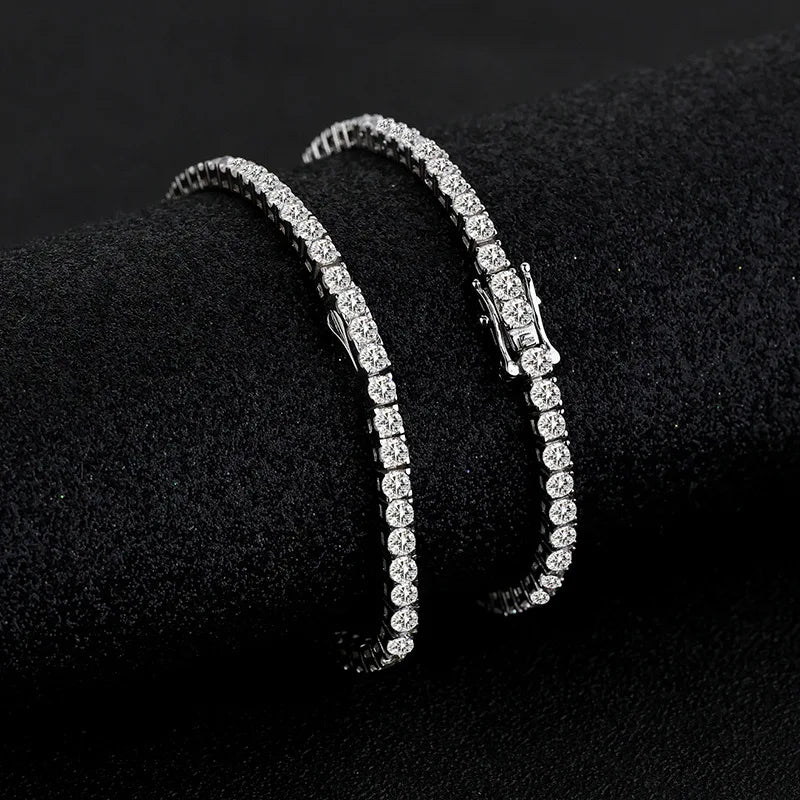 Factory Price D VVS1 Moissanite Tennis Bracelet – 925 Sterling Silver Single Row Classic Bracelet for Women & Men with GRA Certificate