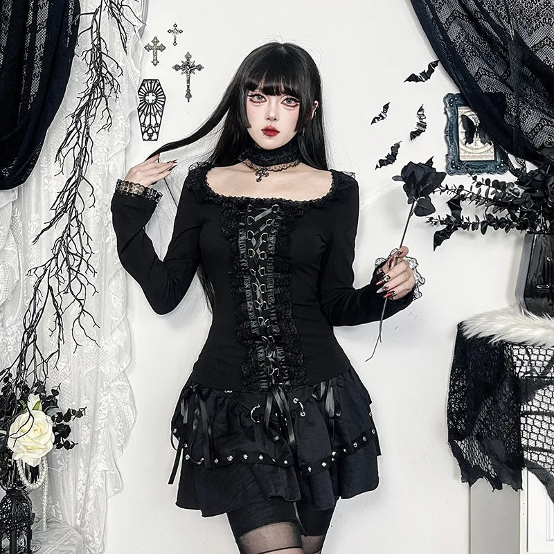 Women’s Gothic Lace Long Sleeve Top