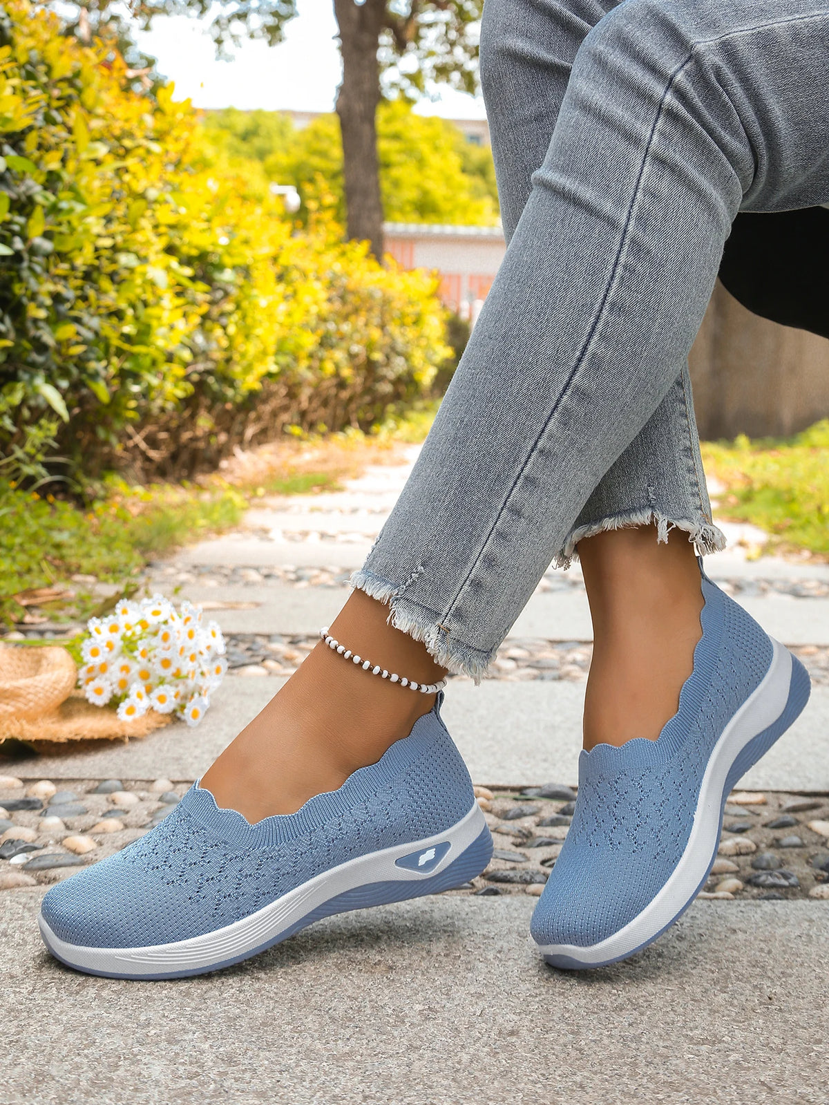 Women's 2026 Summer Breathable Knit Slip-On Sneakers Ultra Lightweight Soft Sole Comfortable Casual Loafers for Daily Work Walk