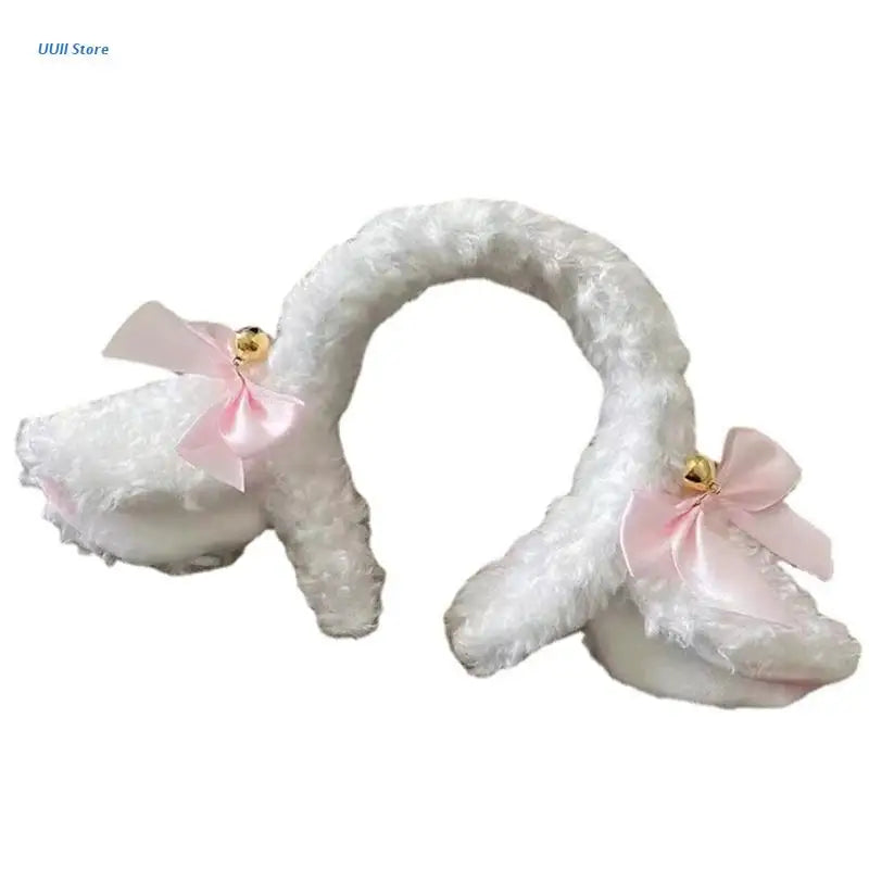 Soft  Lamb Headband Animal Shape Plush Ears Hair Hoop for Washing Face Fluffy Animal Hairbands Cartoon Costume T8NB