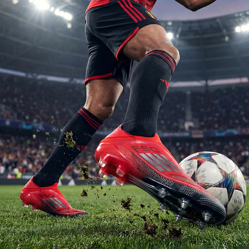 Men's Football Boots Without-lace Youth FG/TF Field Training Studded Fast Soccer Cleats Professional Non Slip Football Shoes