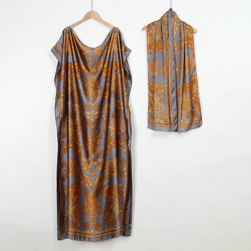 Women’s Printed Loose Maxi Abaya Dress