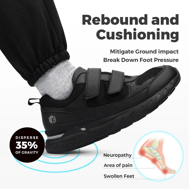 FitVille Wide Width Men'S Athletic Shoes Low-Top Non-Slip Lightweight Running Shoe For Swollen Feet with Arch Support