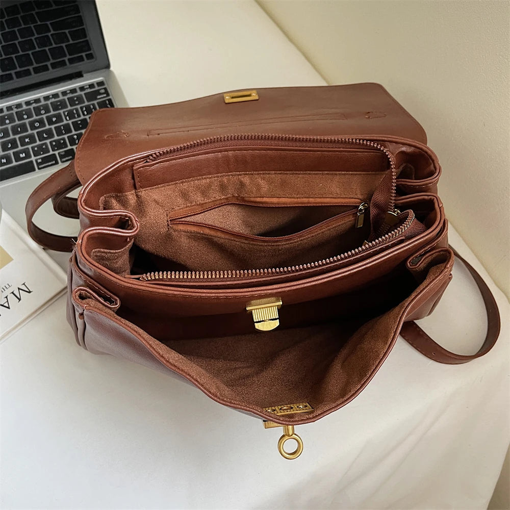 Women’s Vintage PU Flap Shoulder & Crossbody Bag
